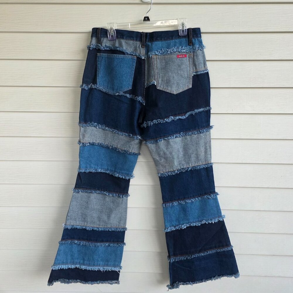 Y2K Zana Di Patchwork flare Jeans 100% Cotton - Picture 5 of 10
